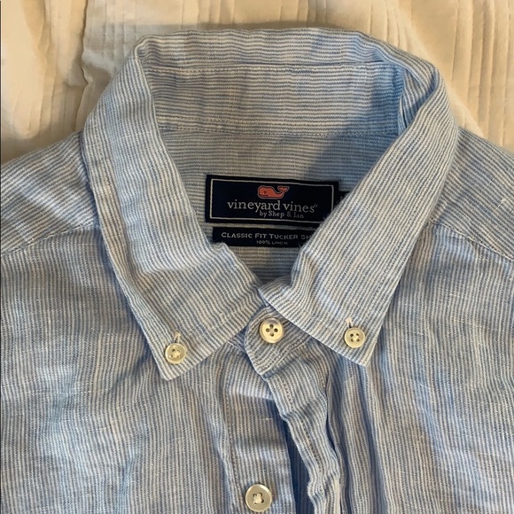 Classic Fit Medium Linen Stripe Tucker Shirt - Picture 3 of 5